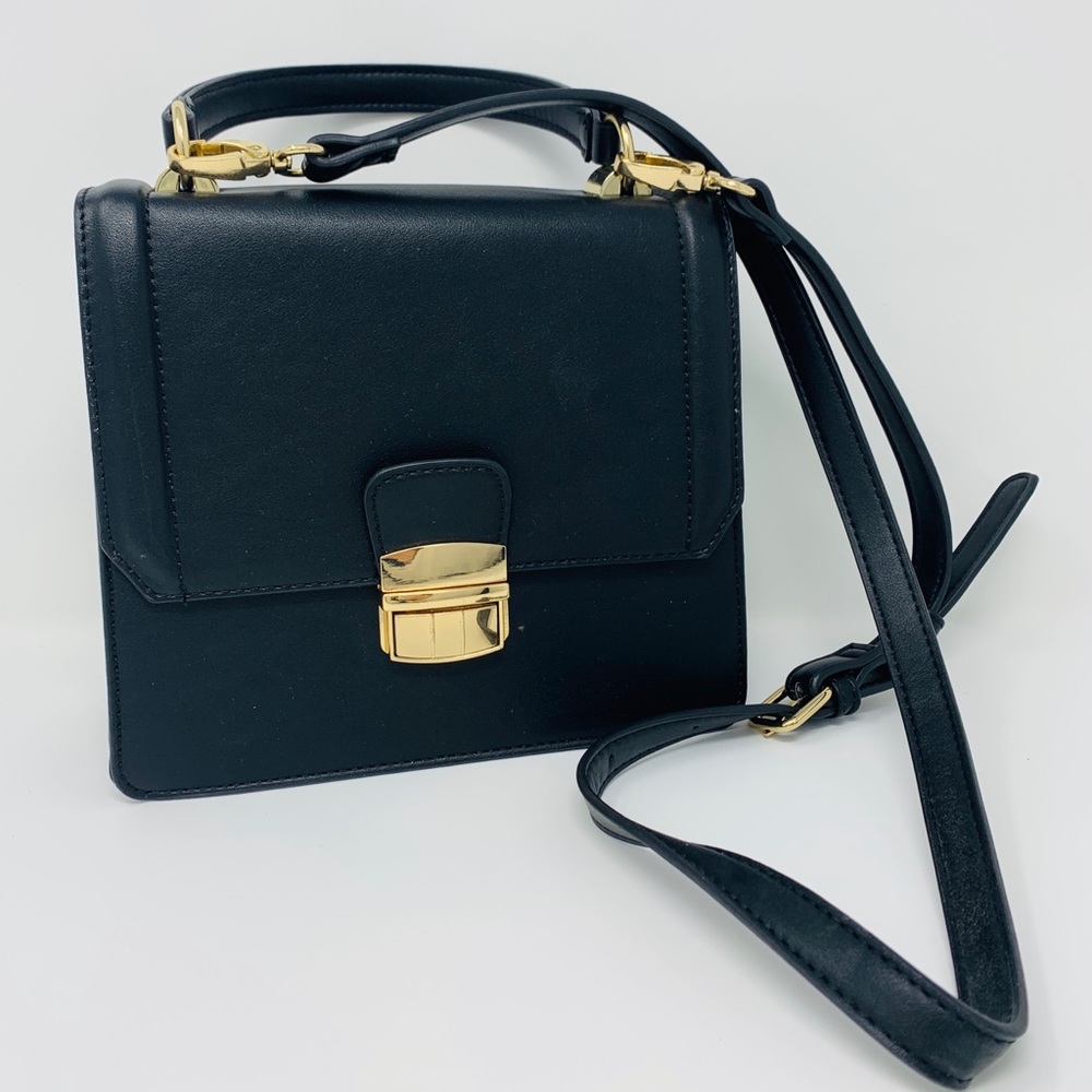 Faux Black Leather Purse